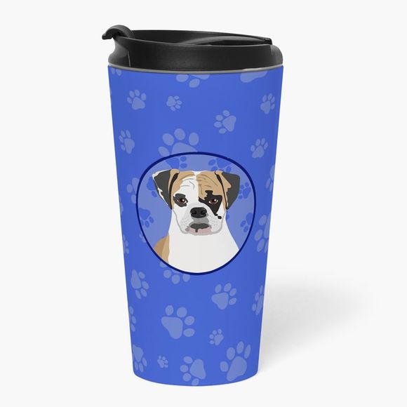 English Bulldog Tricolor #2  Stainless Steel 16 oz  Tumbler, Blue - Picture 2 of 4